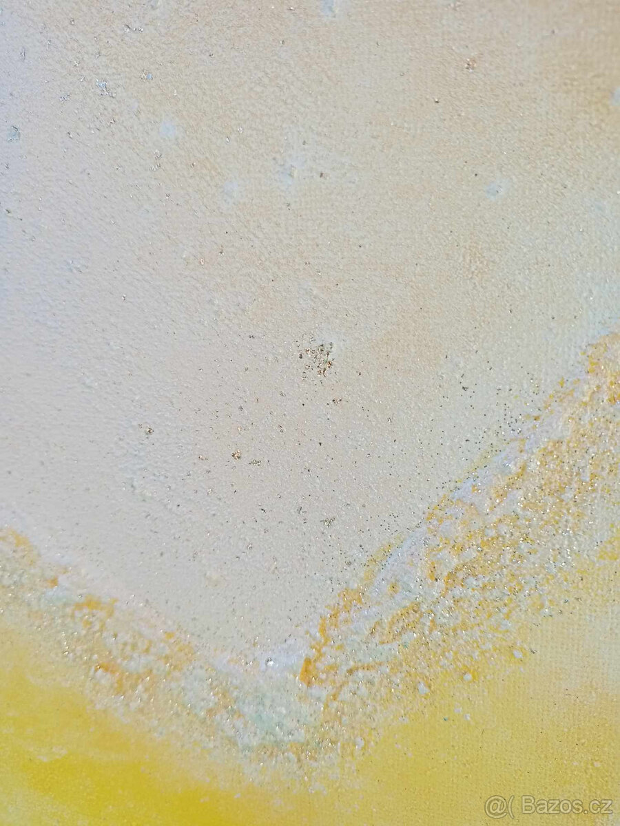 Ručně malovaný obraz Srdce, akrylové barvy, zlatá - 10