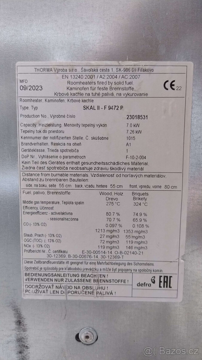 Krbová kamna - Thorma Skal II černá - 150mm - v záruce - 10