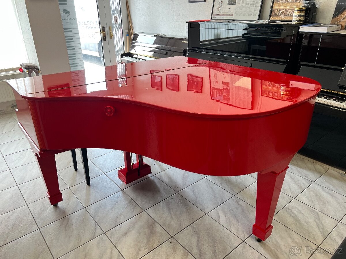 Červený klavír August Forster po opravě, se zárukou a doprav - 10
