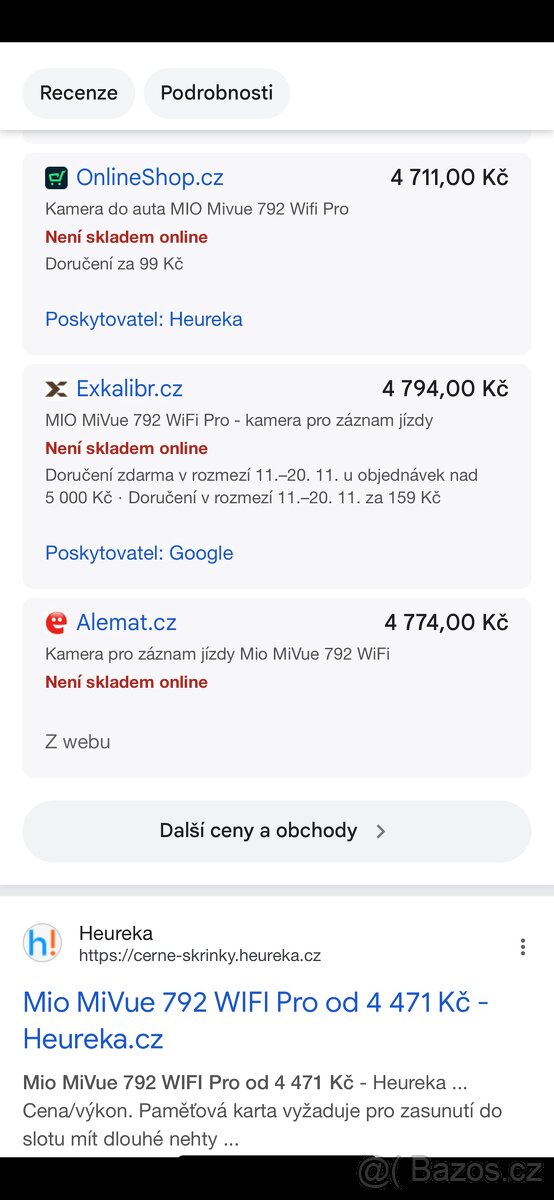 Prodám auto kameru Mio MiVue 792 GPS WIFI Pro - 10