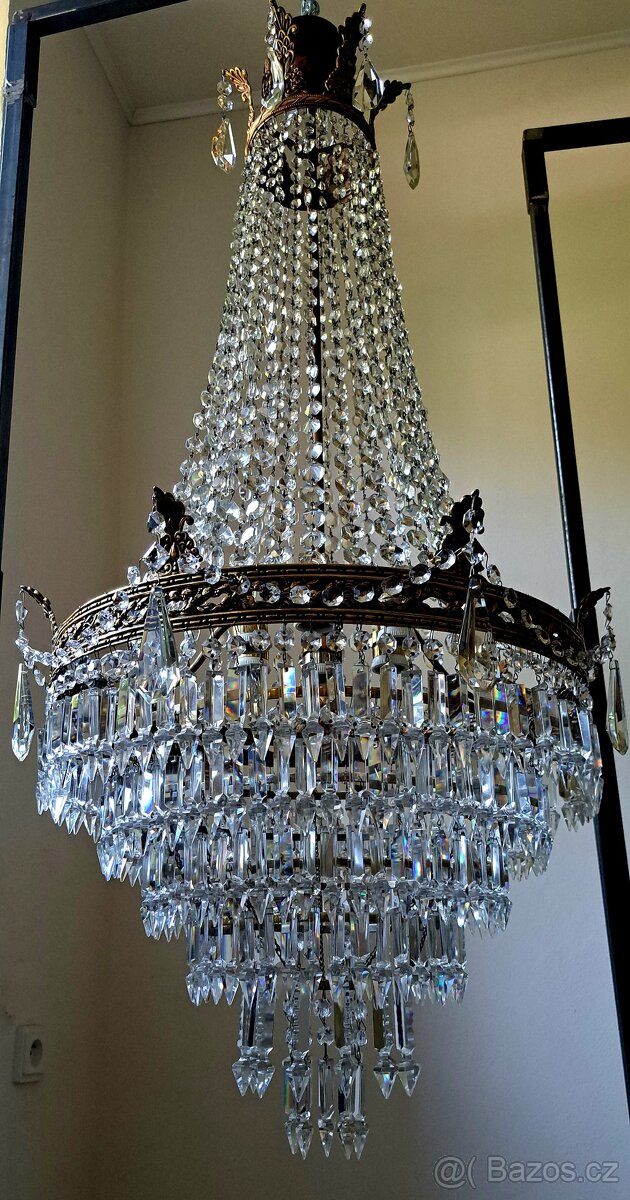 Starožitný velký řišťálová lustr 1920 - 30 - 10