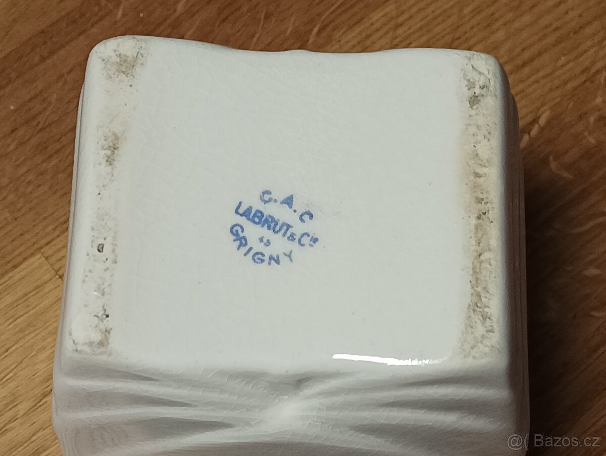 STAROŽITNÁ ART DECO FAJÁNS DÓZA LABRUT & CIE, GRIGNY - 10