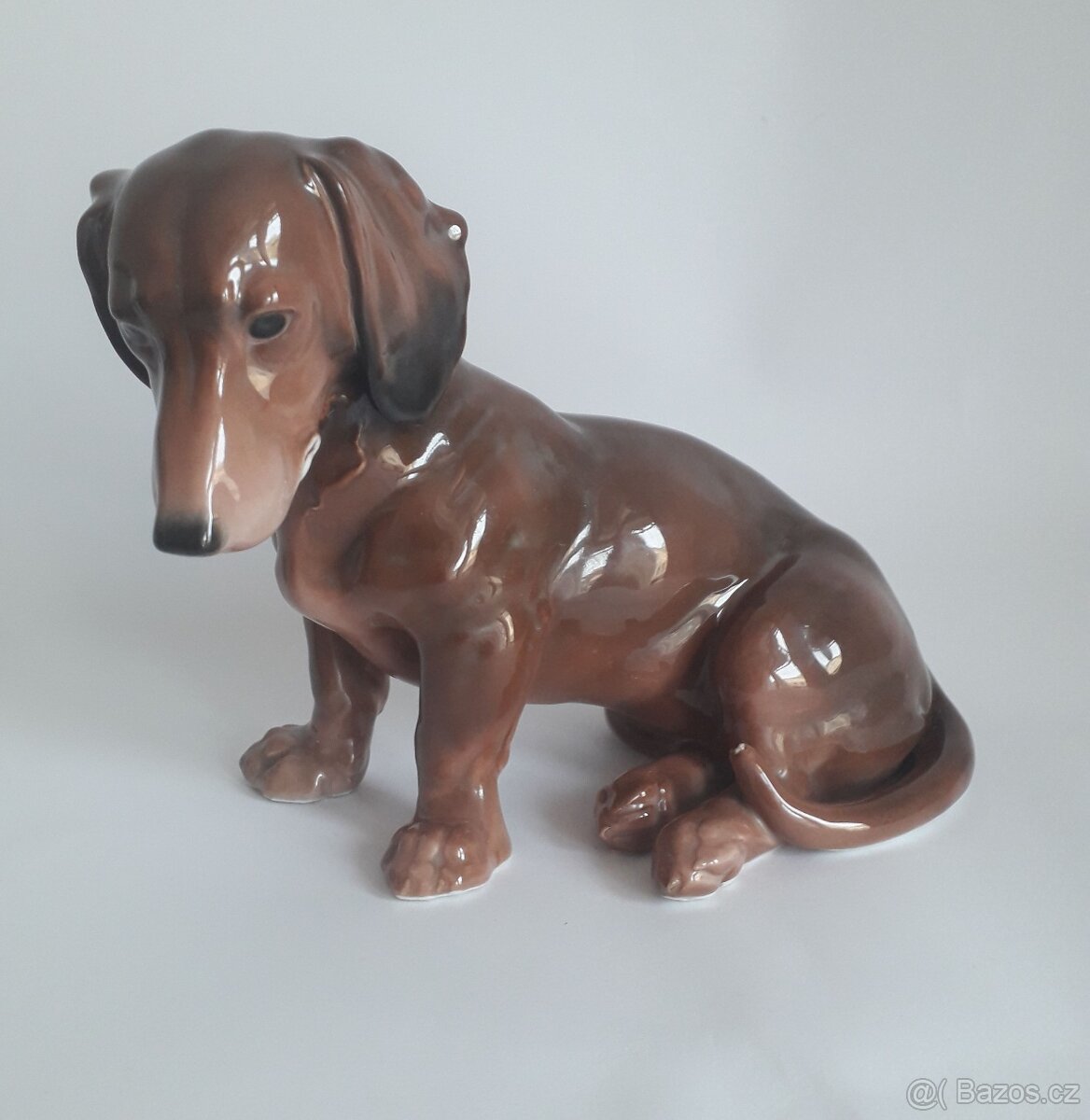 Starožitná porcelánová figura jezevčíka - Karl Ens - Německo - 10