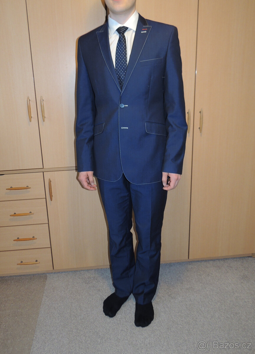Pánský oblek vel. 48 tmavě modrý na postavu 170-175 cm - 10