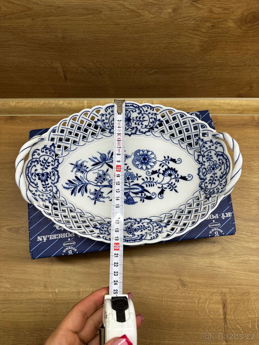 Košík prolamovaný 28cm, Cibulak, originál porcelán Dubí - 10