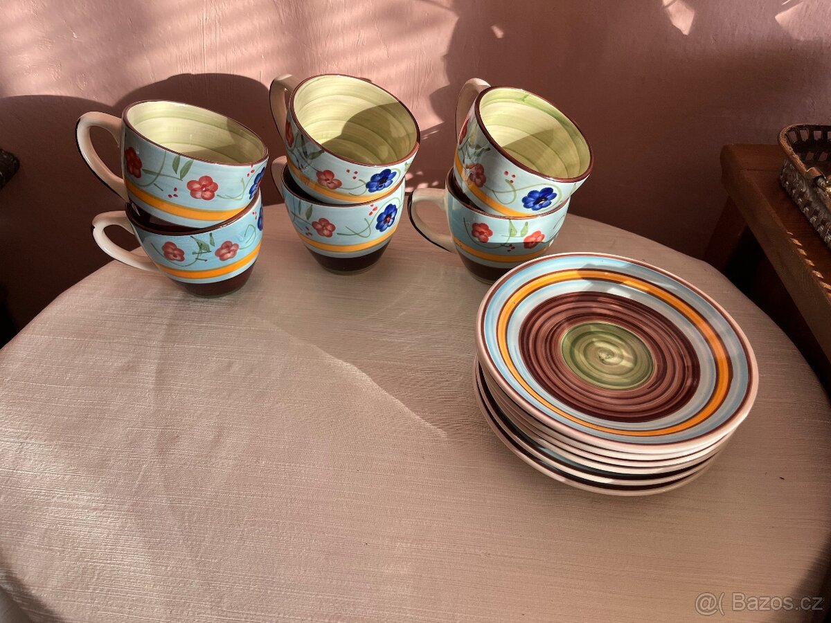Kávová / čajová sada 6 ks hrníčků s podšálky NOVÁ - 10