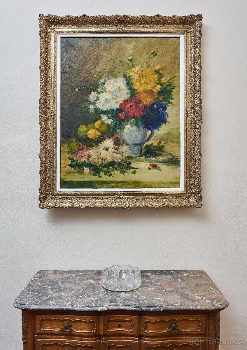 Velký obraz s květinovým zátiším, signováno - 10