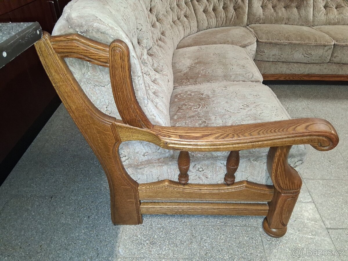 Sedací souprava rohová s křeslem rustikální - 10