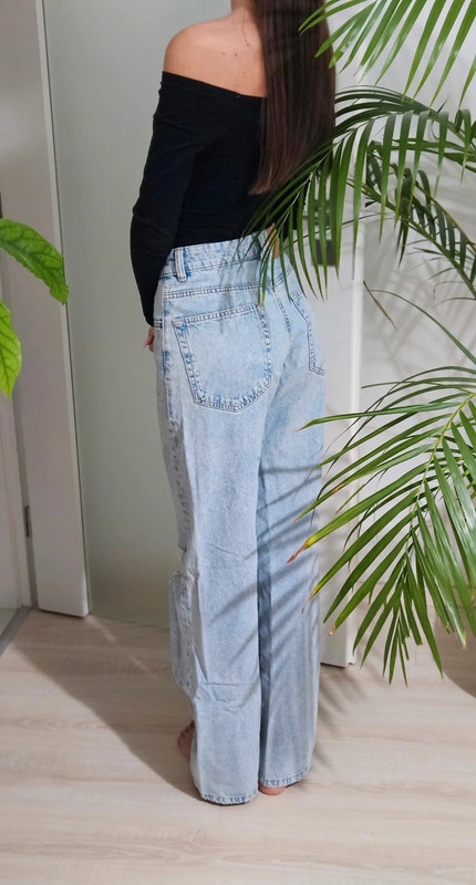 Modré rifle široké roztrhané džíny vel 36 - 10