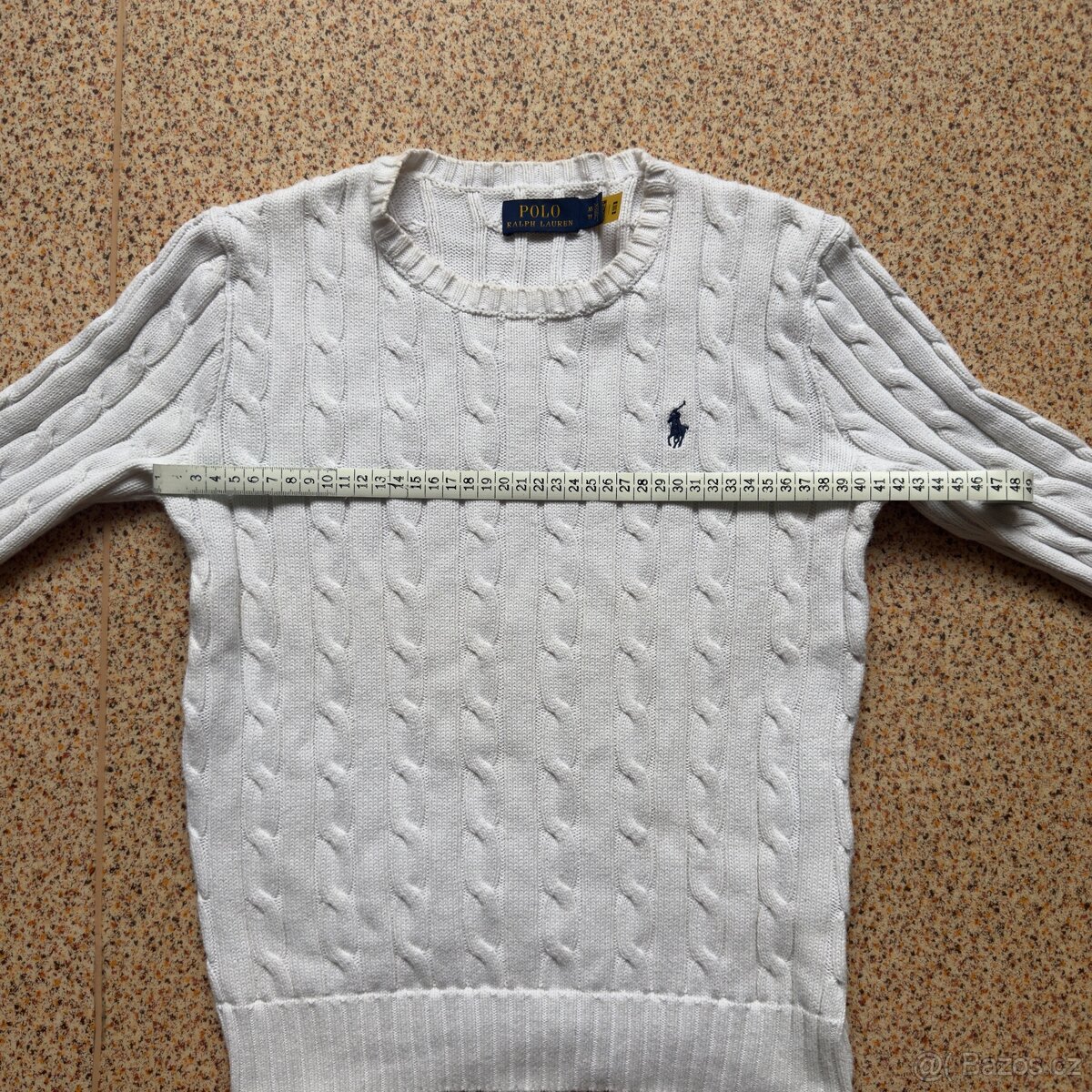 Ralph Lauren Polo bílý copánkový svetr | vel. XS - 10