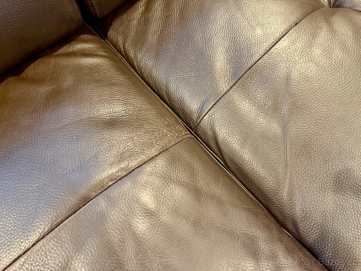 Kožená hnědá sedací souprava DeFo - 10