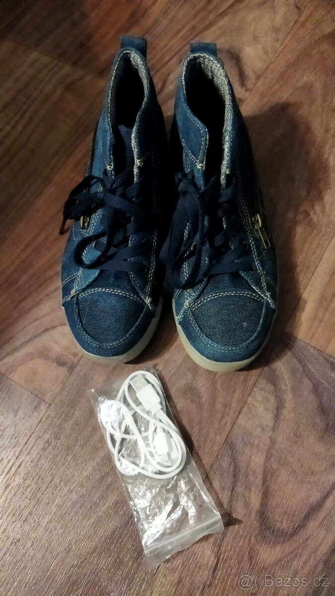 DŽÍNOVÉ SVÍTÍCÍ LED BOTY vel.36 - 10