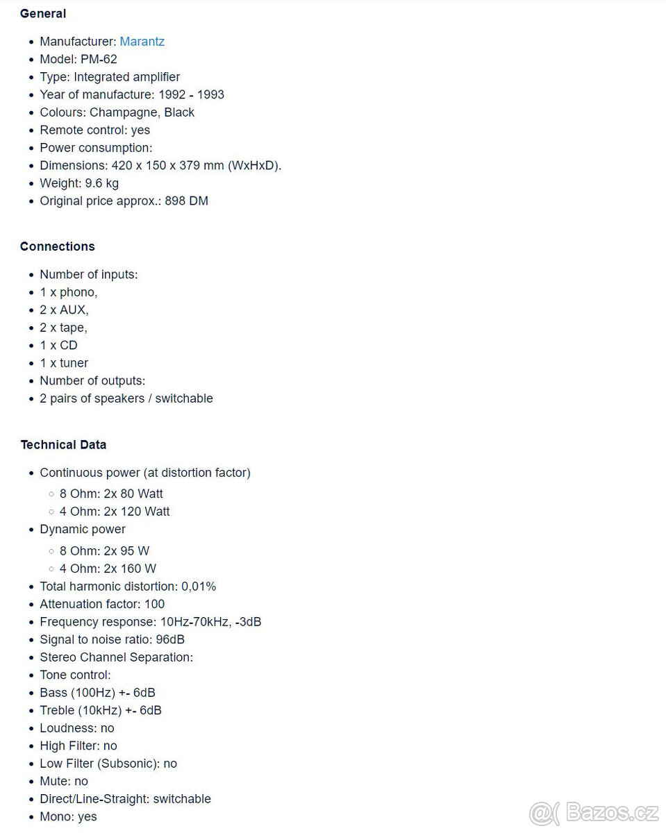 Marantz PM-62 Stereo Integrated Amplifier / Phono In - 10