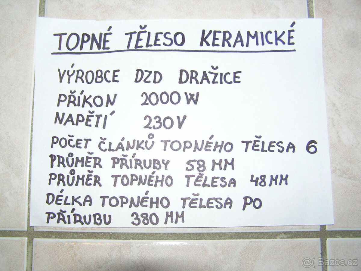 Keramické topné tělěso DZD Dražice 2000W - 10