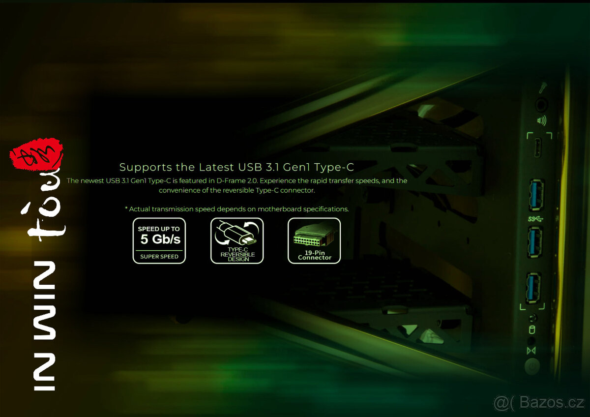 In Win D-FRAME 2.0 black/green + 1065W zdroj D-FRAME 2.0 - 10