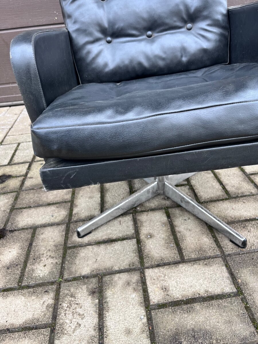 Koženkové křeslo Siesta 2 otočné ušák - 10