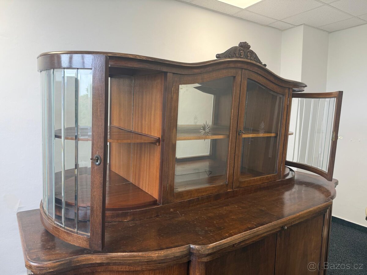 Starožitná komoda s vitrínou - 10