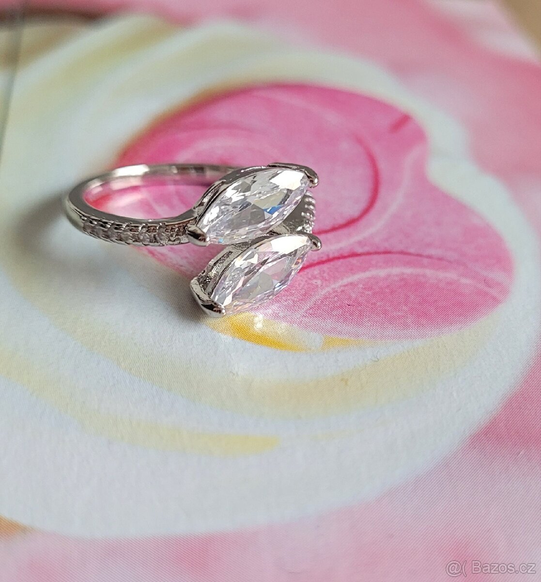 Nový dámský stříbrný prstýnek prsten 925 otevřený - 10