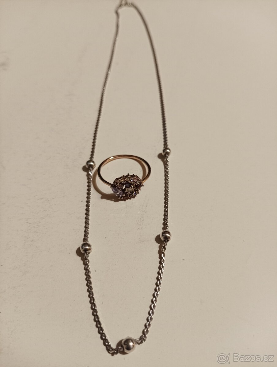 Stříbrný řetízek - prstýnek - 10