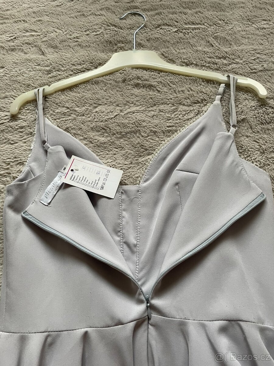 Plesové společenské krátké šaty se zdobením - bílé/šedé - 10