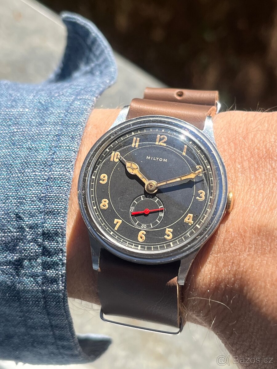 Velke Hodinky Miltom vojenske/ letecke cerny ciselnik - 10