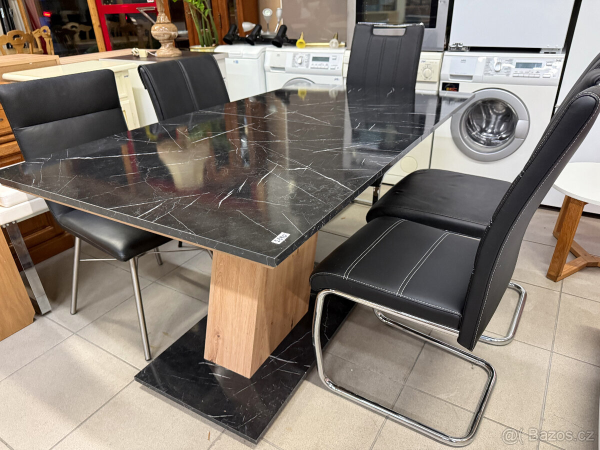 třikrát set dubový stůl se šesti židlemi - 10