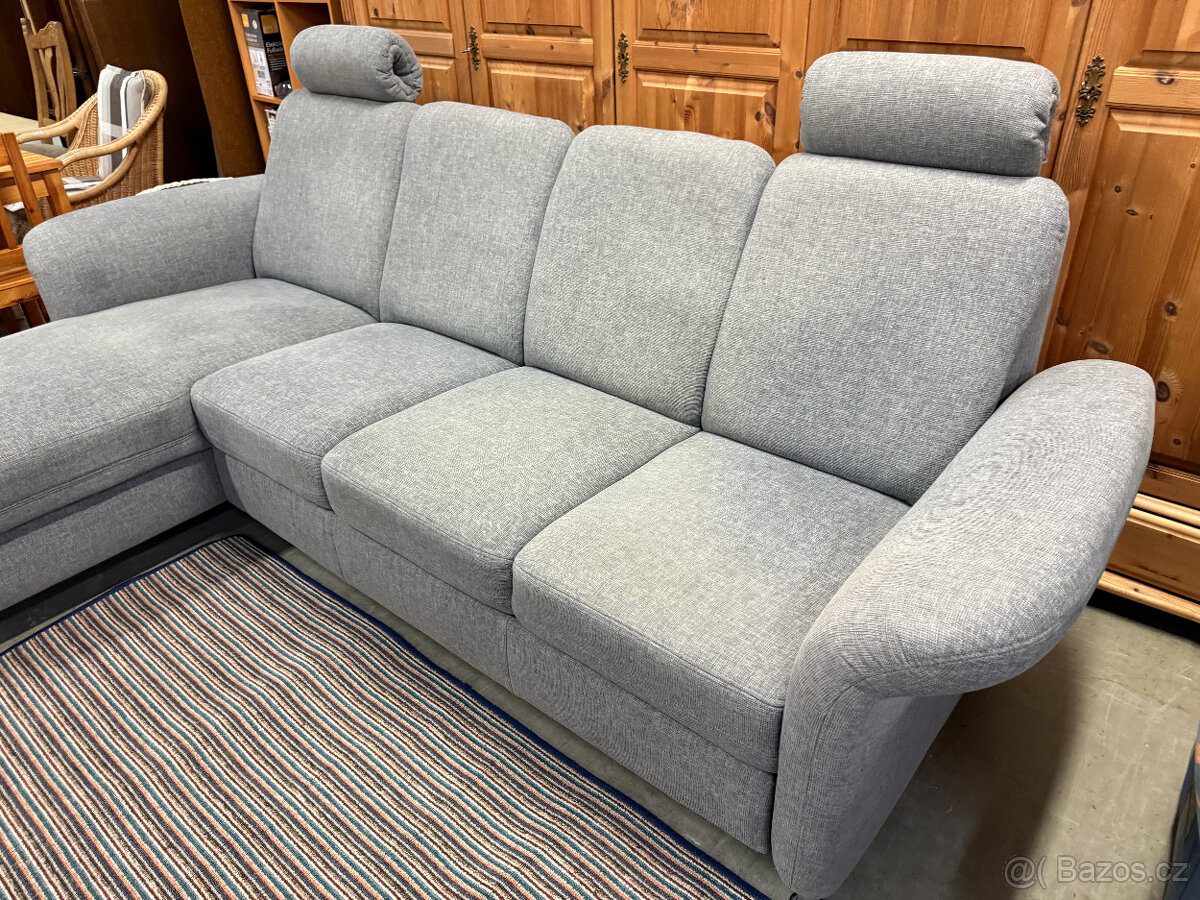 Rohová rozkládací šedá sedačka 260 x 160cm - 10