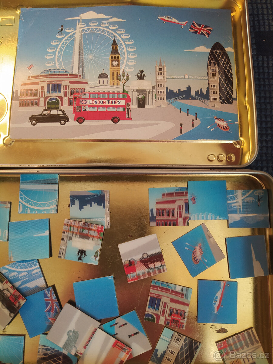 Plechové krabice, + magnetické "London Puzzle Tin" - 10