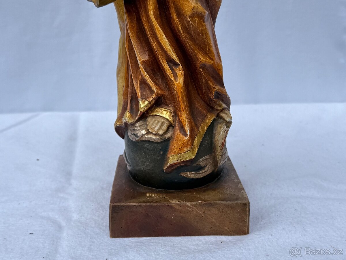 Dřevěná socha Panna Marie s Ježíškem polychromie - 10