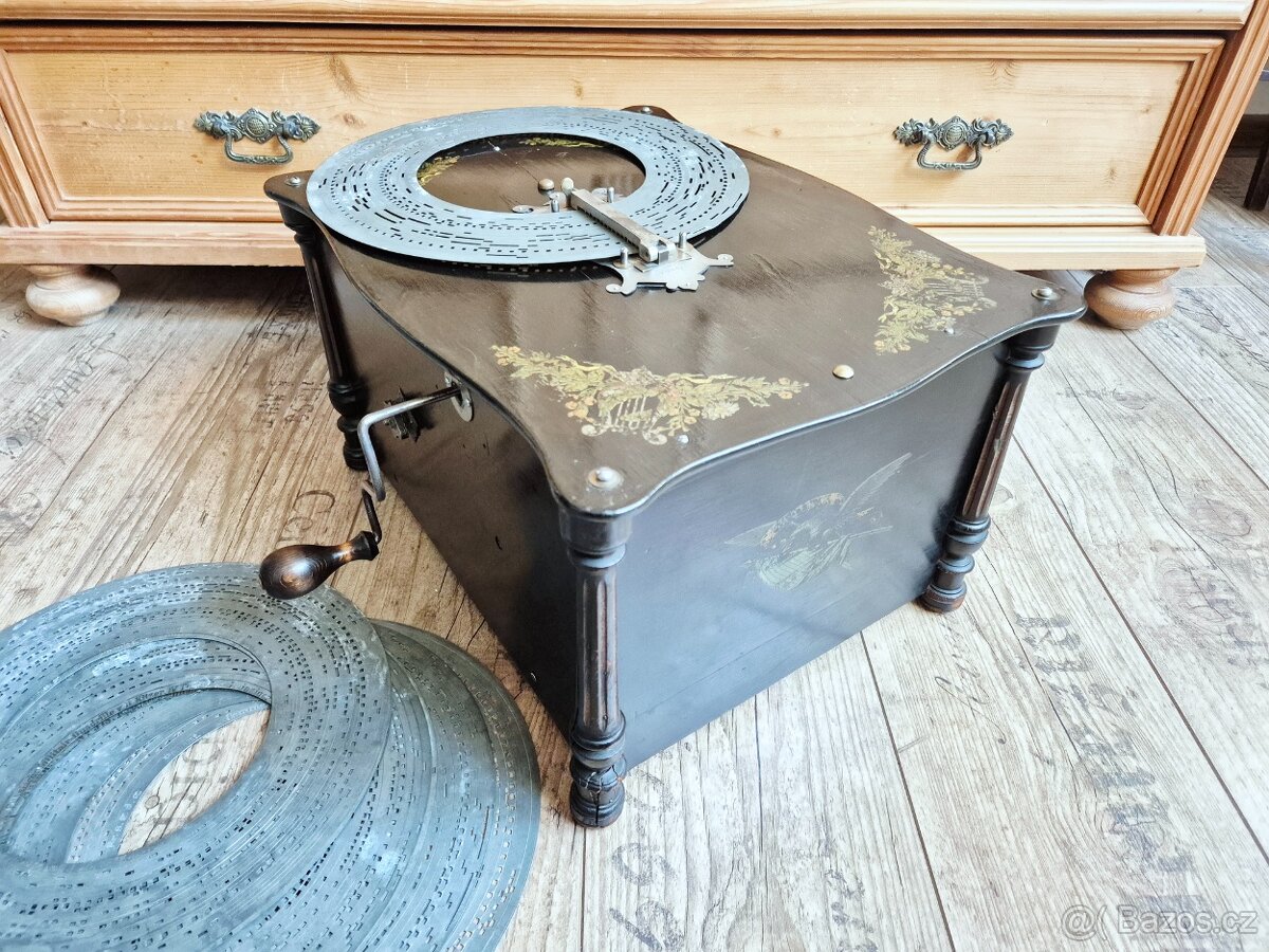 Starožitný hrací stroj, Flašinet Phoenix, 1900 - 10