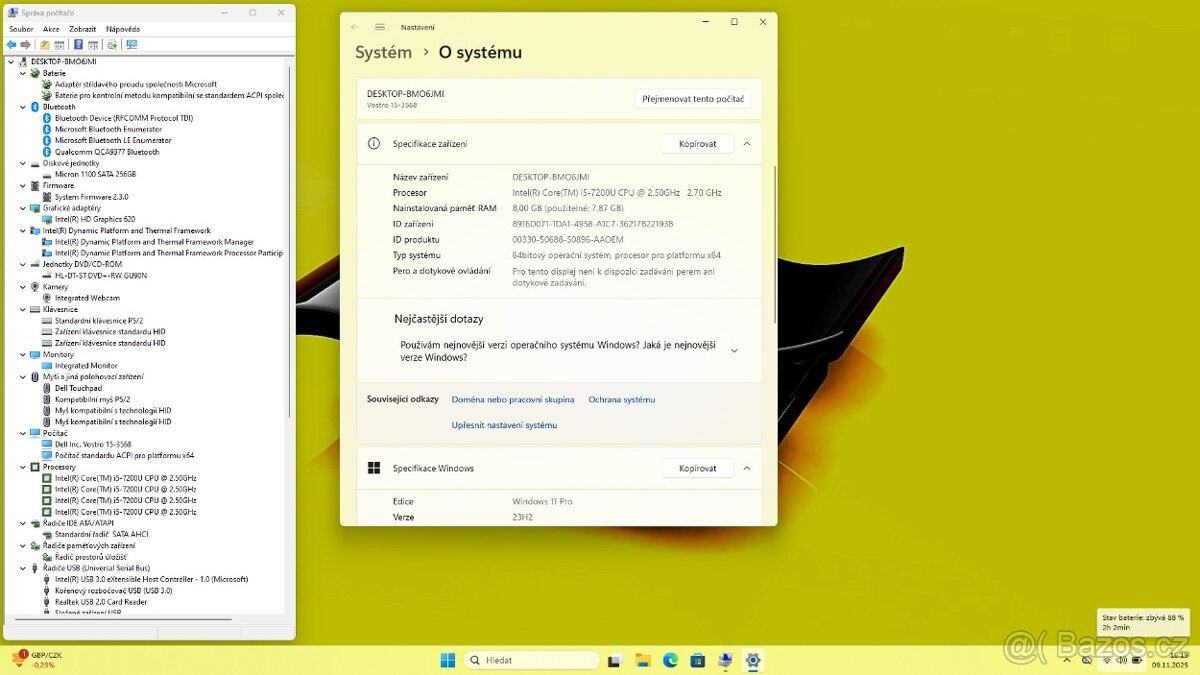 DELL VOSTRO 3568 /i5-7200/8GB/SSD256GB/WIN11/ZÁRUKA - 10