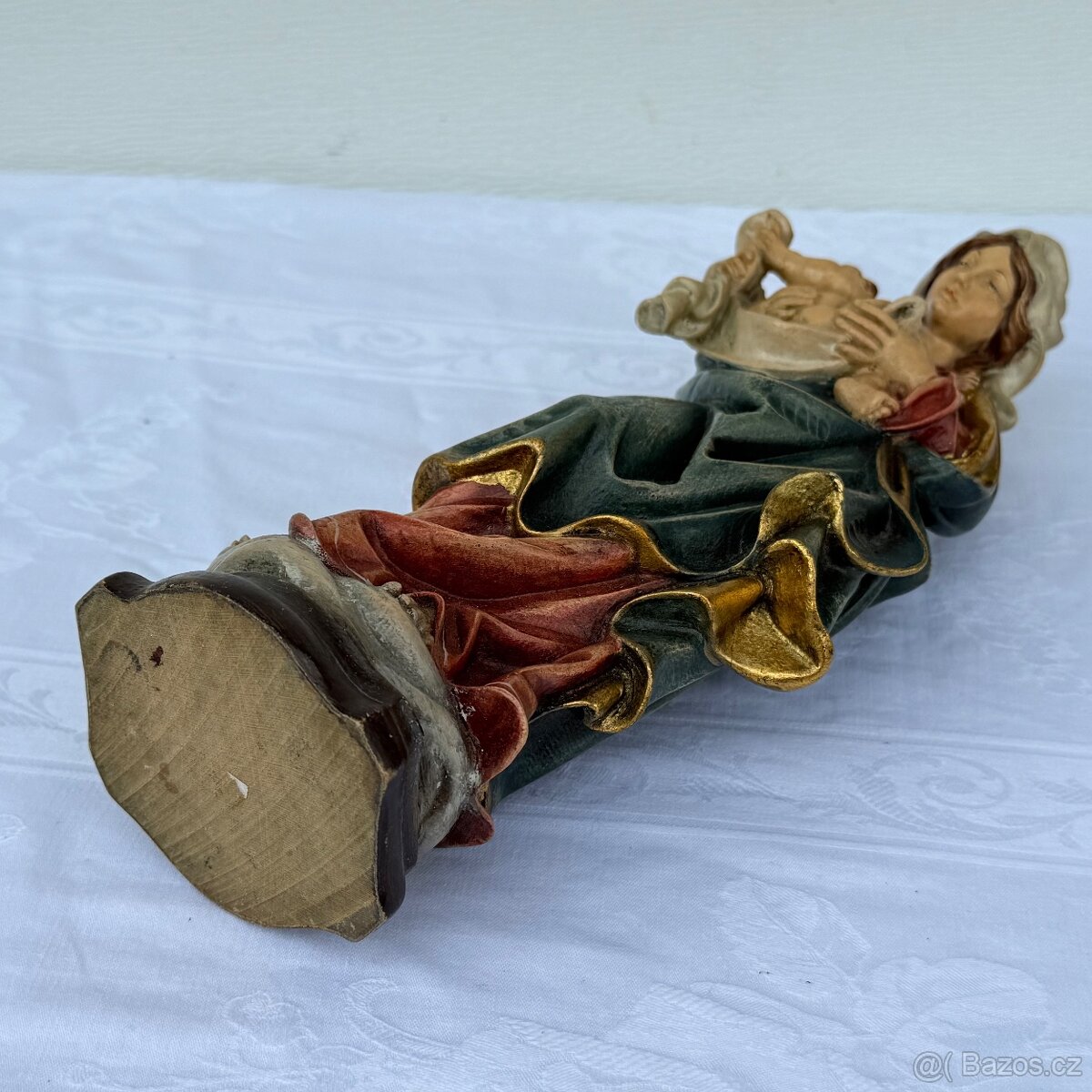 Dřevěná socha Panna Marie s Ježíškem polychromie - 10