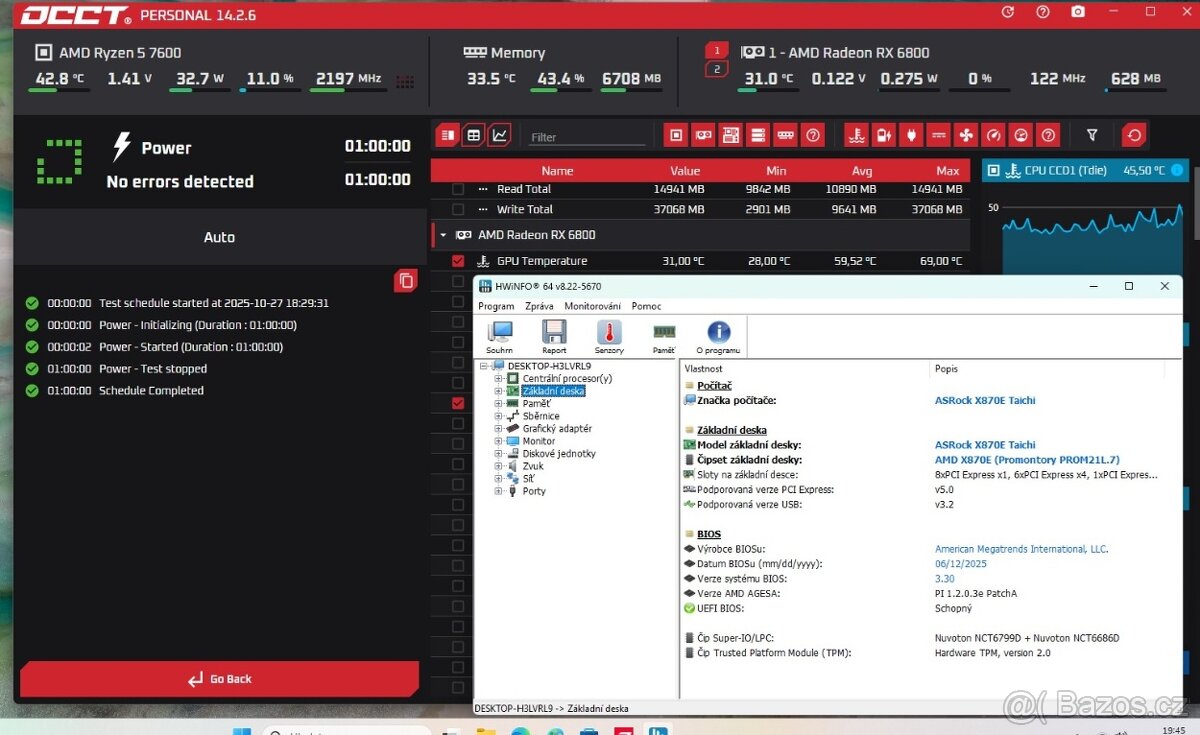 ASROCK X870E Taichi///Socket AM5 // Funkční,záruka - 10