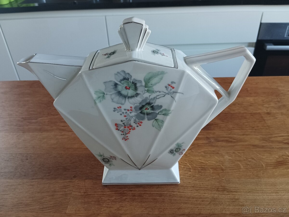 PORCELÁNOVÁ KONVICE VICTORIA - ČESKÉ ART DECO -VÝVOZ FRANCIE - 10