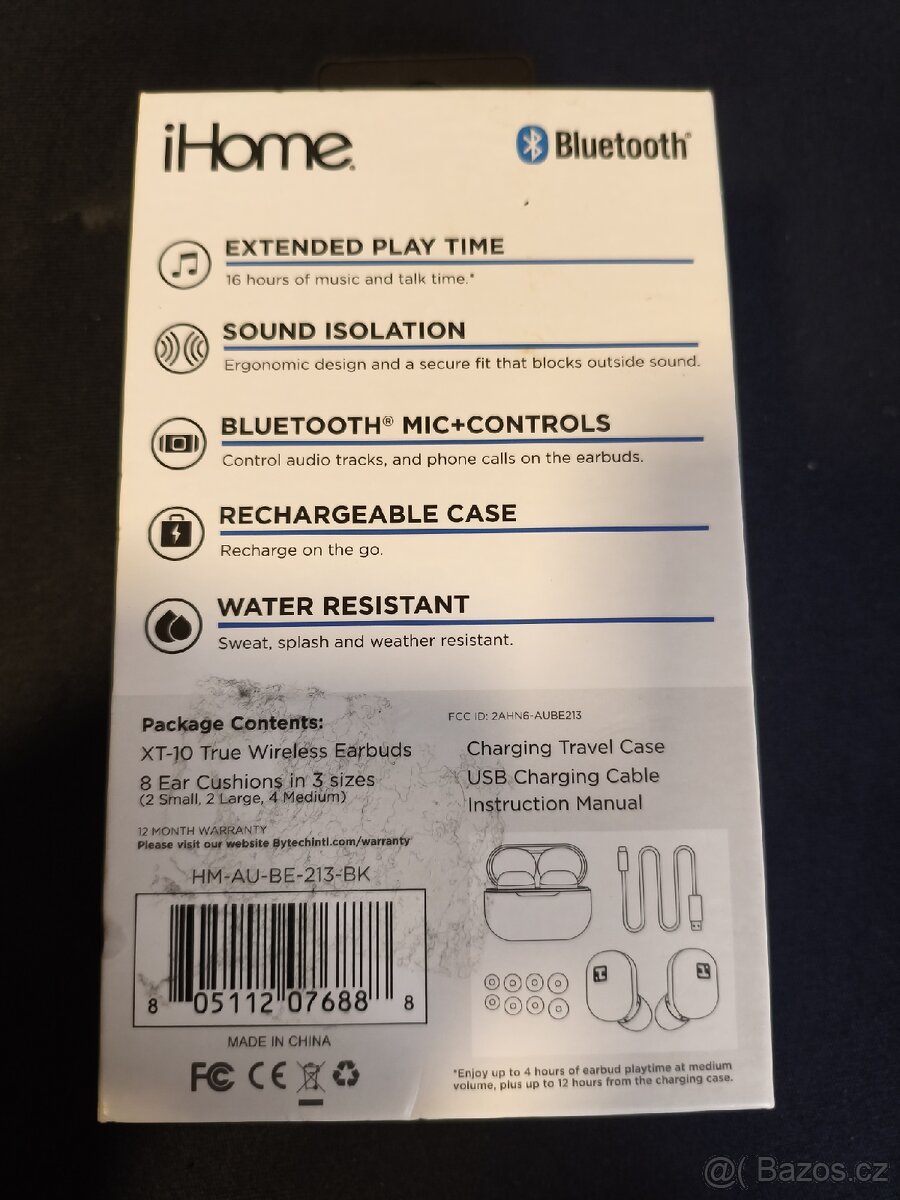 IHOME XT-10 TRUE BEZDRÁTOVÁ SLUCHÁTKA (ČERNÁ) - 10