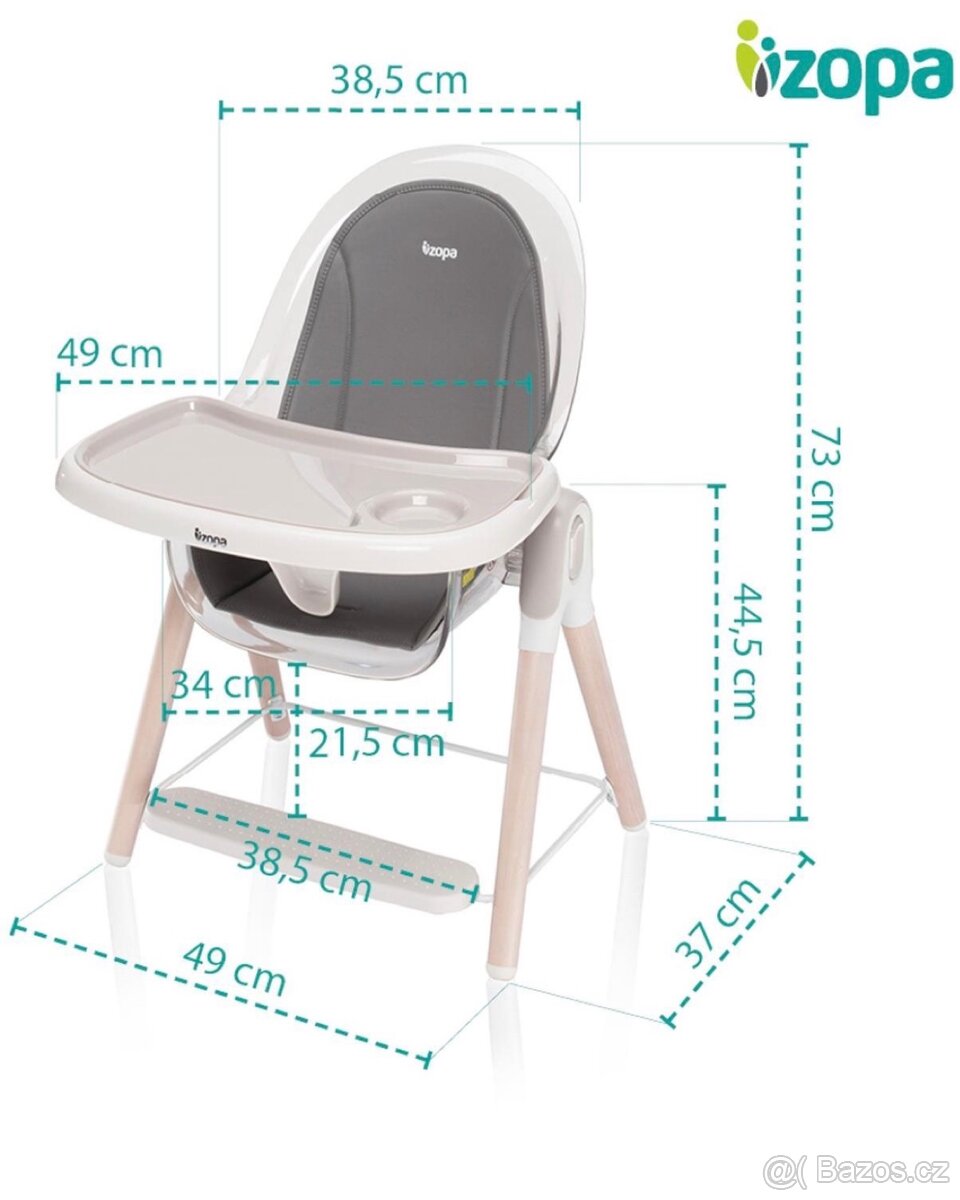 Dětská jídelní židle ZOPA Elite Pink - 10