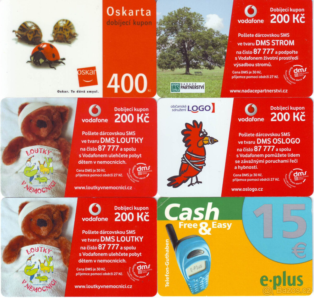 Staré dobíjecí kupóny na mobilní telefon, celkem 96 kusů - 10