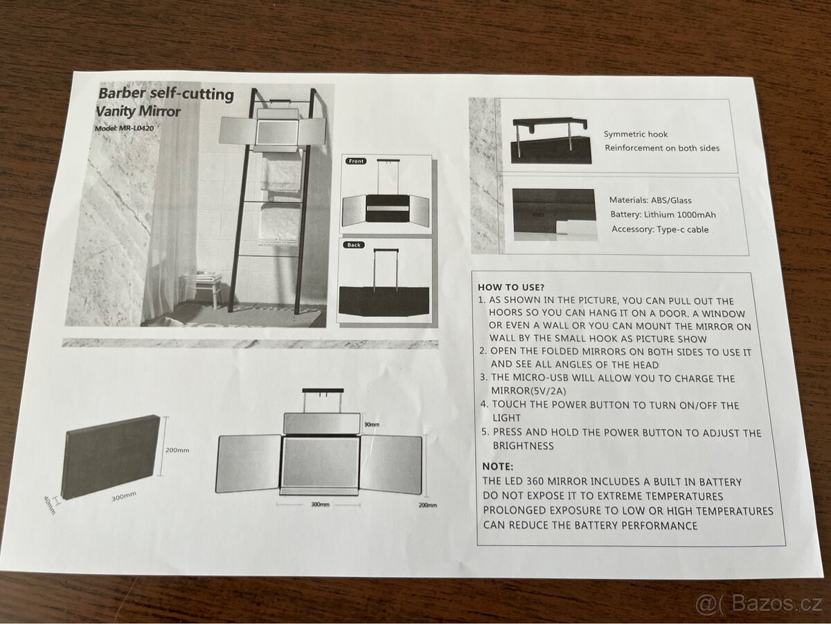 5stranné zrcadlo-dobijecí LED světlo - 10