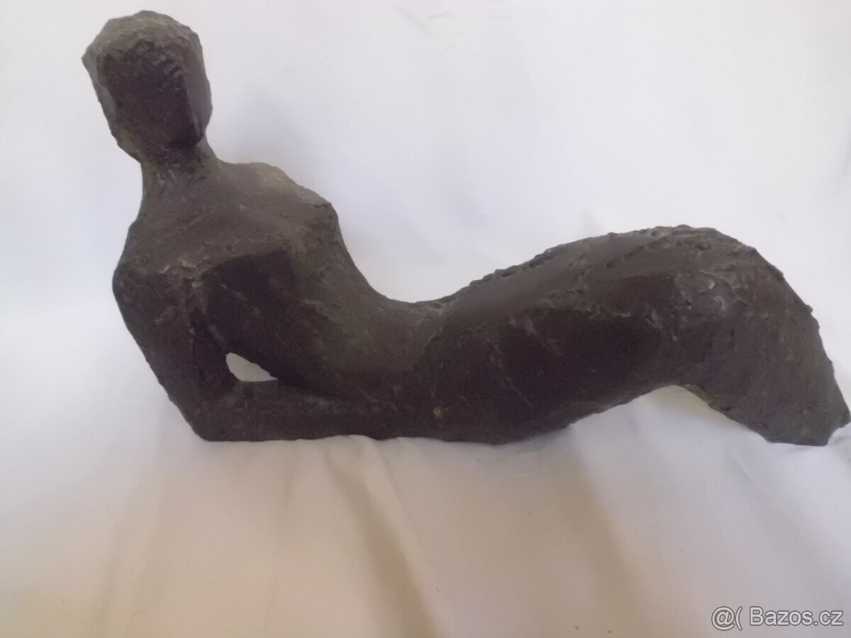 UNIKÁT - Starožitná Kubistická Kovová ART Plastika - ŽENA - 10