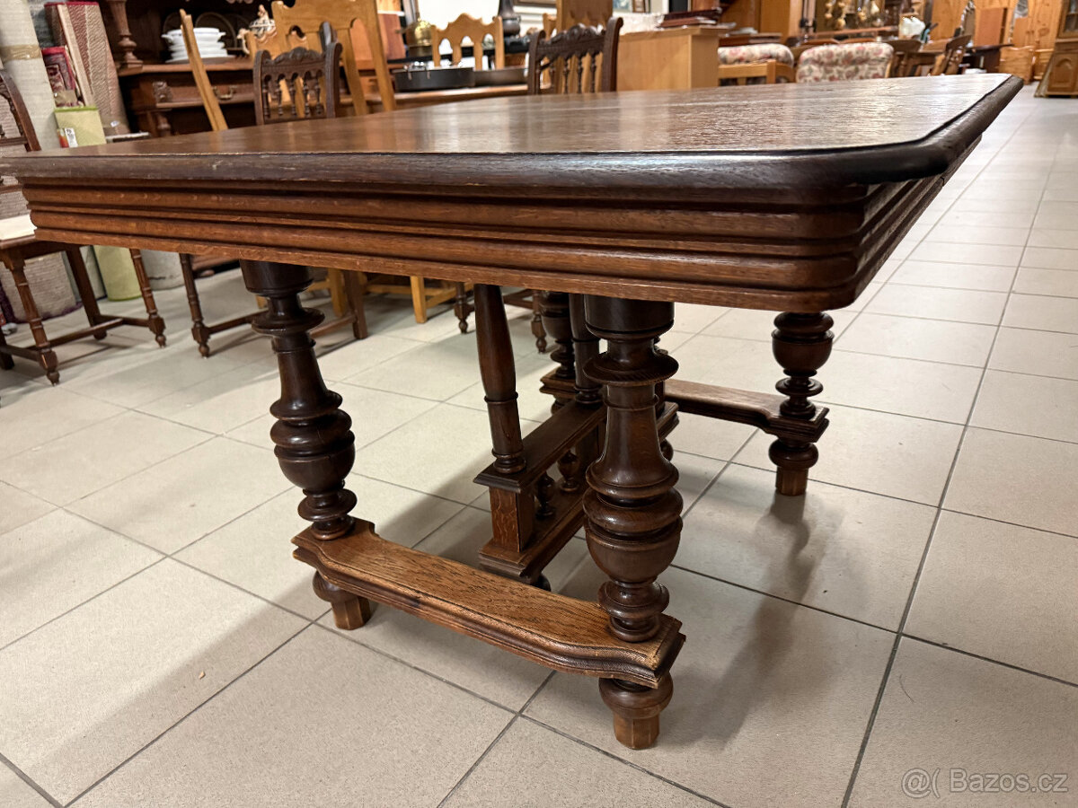 dvakrát historický set dubového stolu a šesti židlí - 10