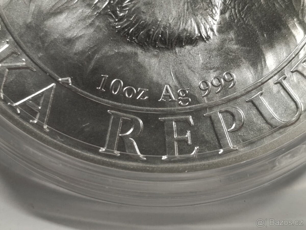 Stříbrná 10 oz investiční mince Český lev 2022 stand, 311gr. - 10