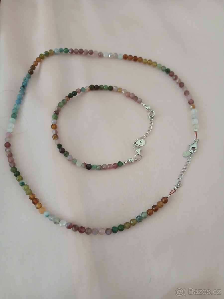 Stribrne visaci nausnice prirodni turmalin - 10