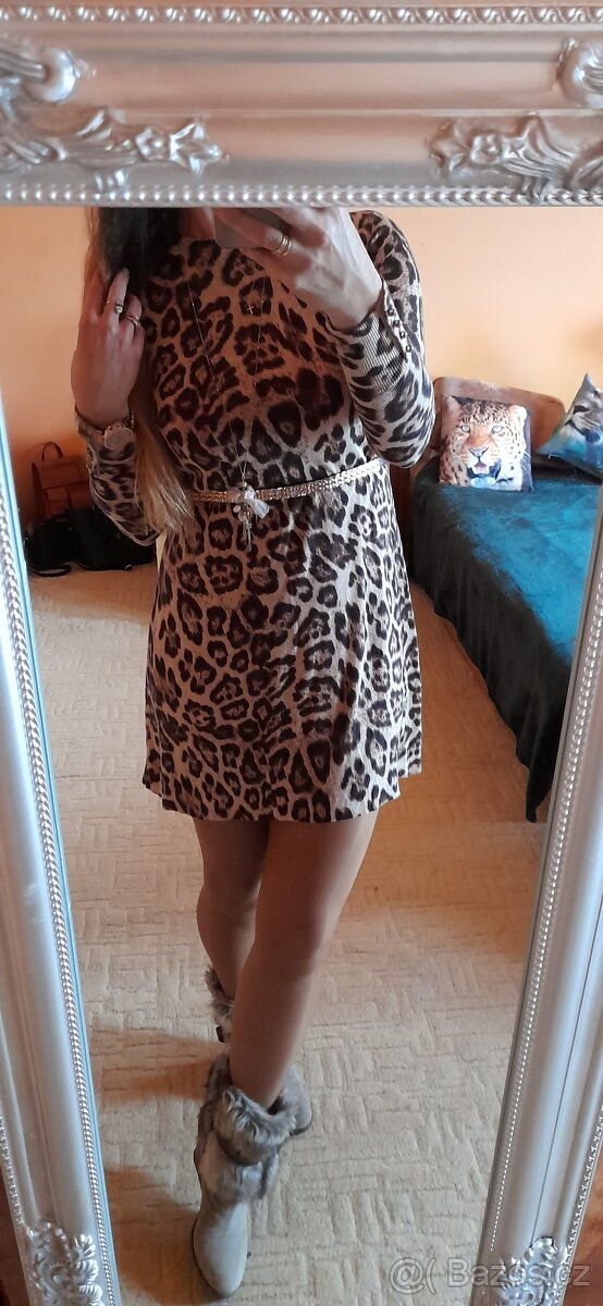 Warehouse leopardí úpletové šaty - 10