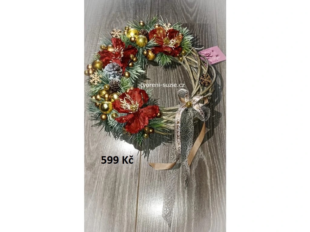 Vánoční dekorace - věnec, svícen, stromeček - 10