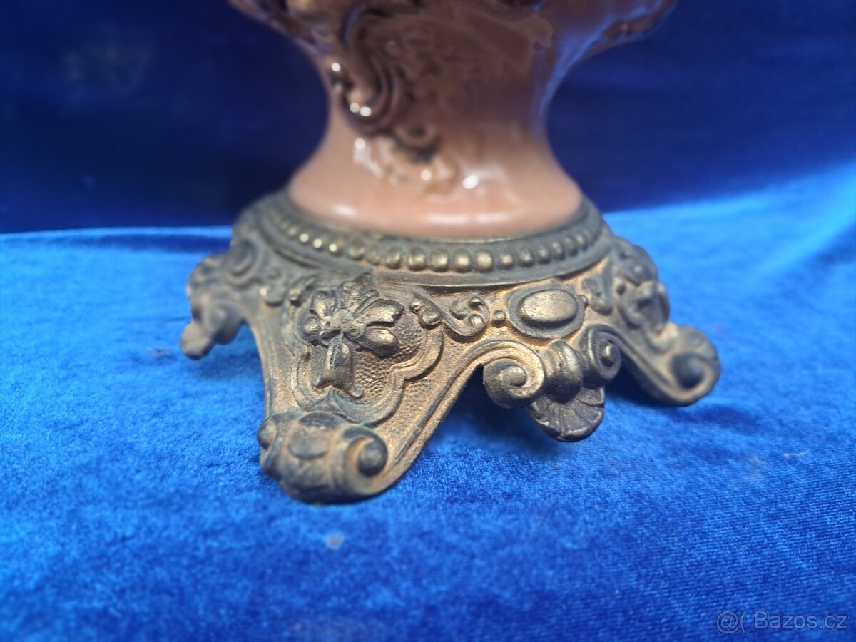 Petrolejová lampa z majoliky - 10