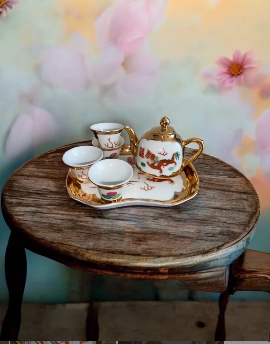 Značený čínský čajový servis porcelánový drak - 10