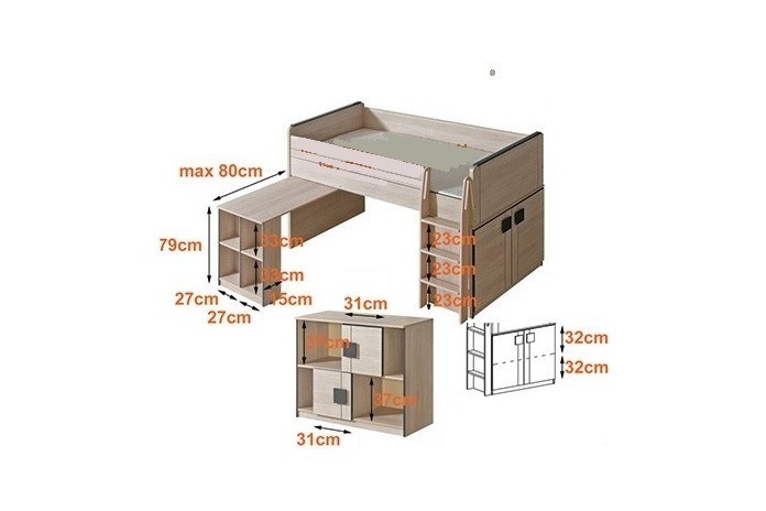 Dětská/studentská vyvýšená postel - 10