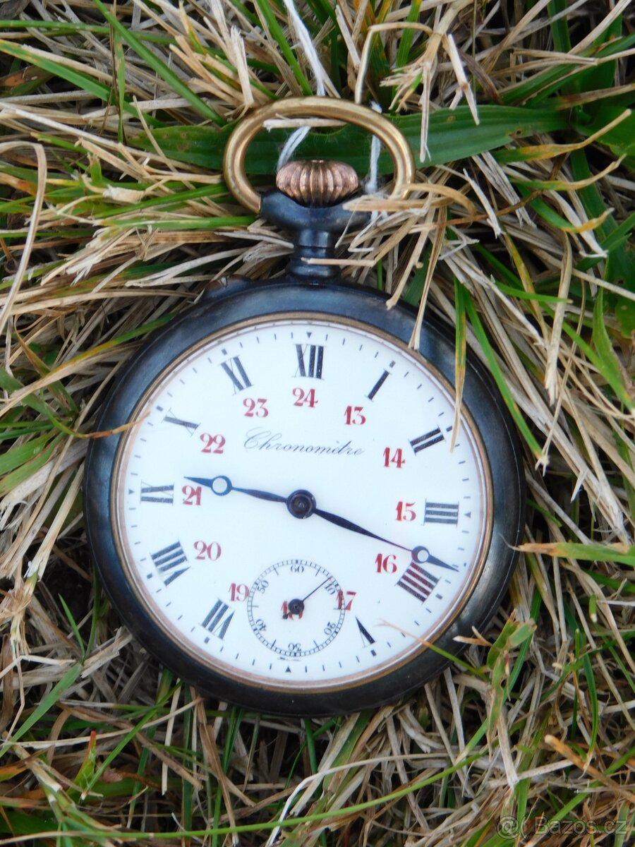 Starožitné kapesní brynýrované kapesní hodinky CHRONOMETRE - 10