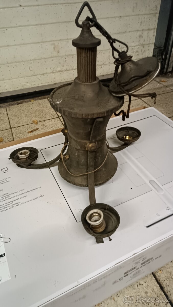 Lustr secesní mosazný - 10