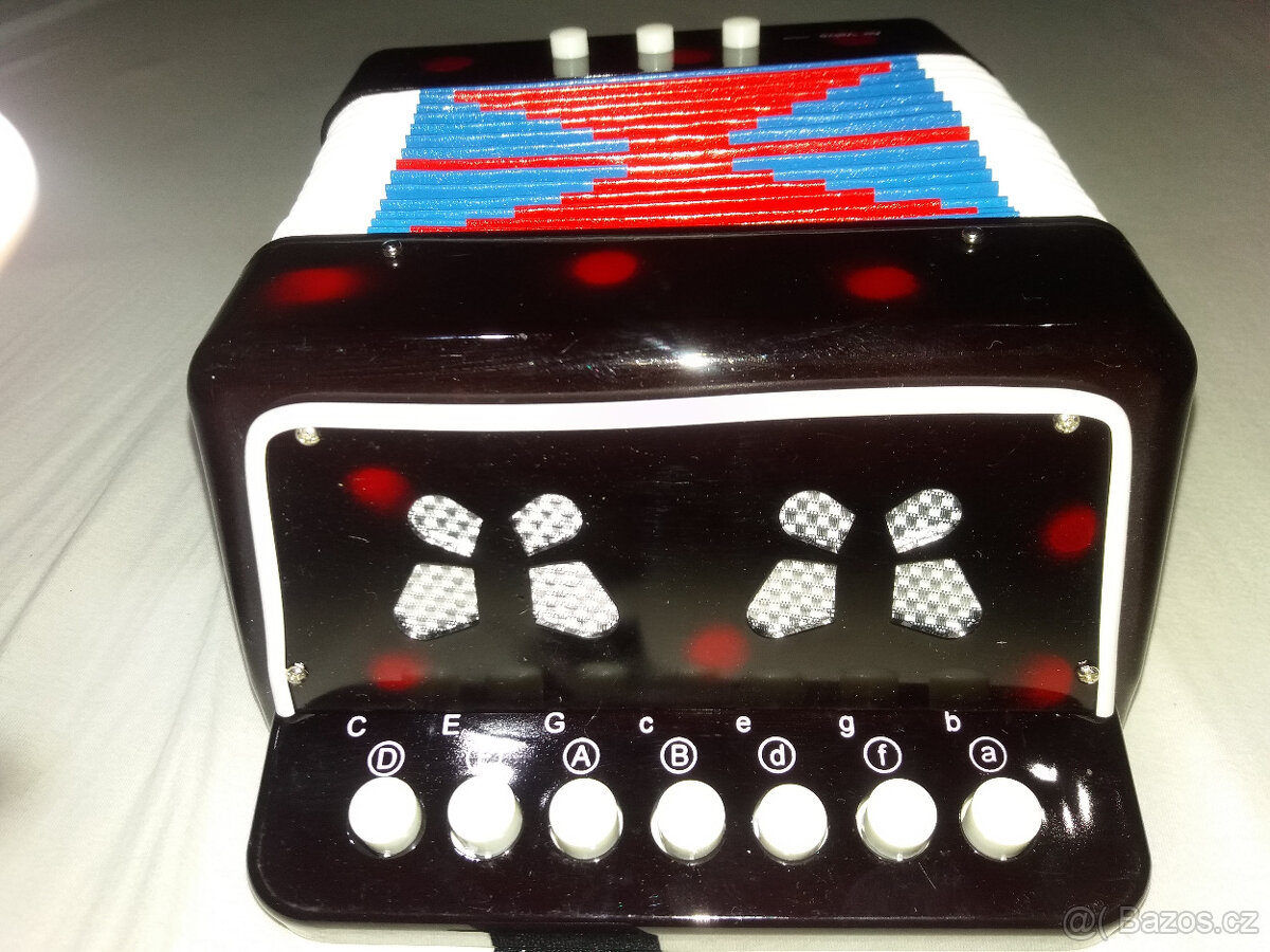 Tahací harmonika dětská/akordeon tlačítkový,různé barvy - 10